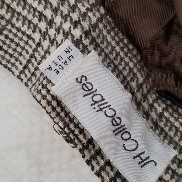 Vintage JH Collectibles Wool Blend Plaid Suit Sz 8 Gray Cream - Picture 13 of 16